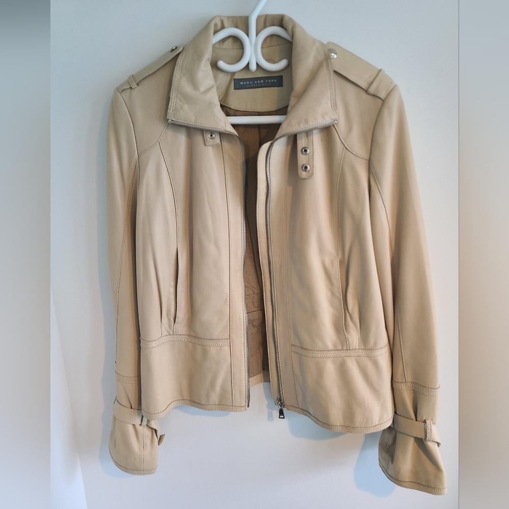 Andrew Marc New York tan leather jacket, size Large